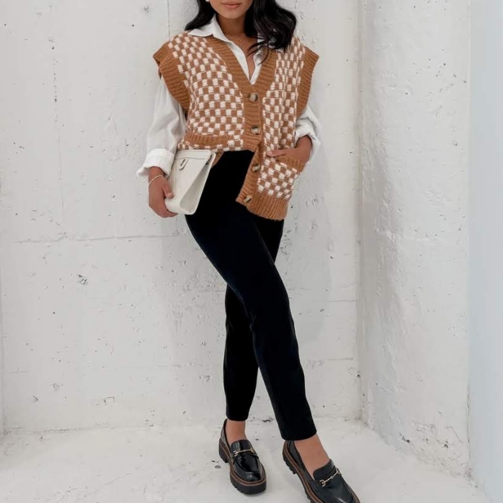 Sweet little Peaches checkered vest